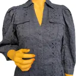 INC International Concepts Indigo Navy Eyelet Shirtdress