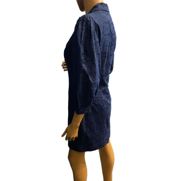 INC International Concepts Indigo Navy Eyelet Shirtdress