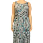 INC International Concepts Turquoise Paisley Print Empire Waist Maxi Dress