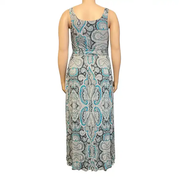 INC International Concepts Turquoise Paisley Print Empire Waist Maxi Dress