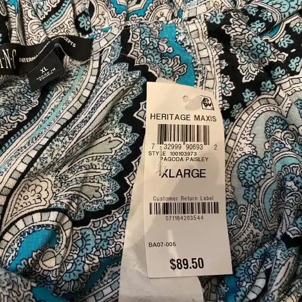 INC International Concepts Turquoise Paisley Print Empire Waist Maxi Dress