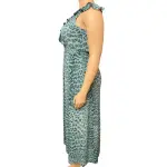 INC International Concepts Teal Leopard Print Ruffle Maxi Dress