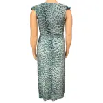 INC International Concepts Teal Leopard Print Ruffle Maxi Dress