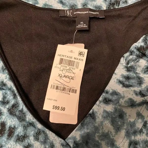 INC International Concepts Teal Leopard Print Ruffle Maxi Dress