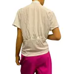 INC International Concepts Ruched Top White V Neck Flutter Sleeve Tie Front