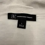 INC International Concepts Ruched Top White V Neck Flutter Sleeve Tie Front