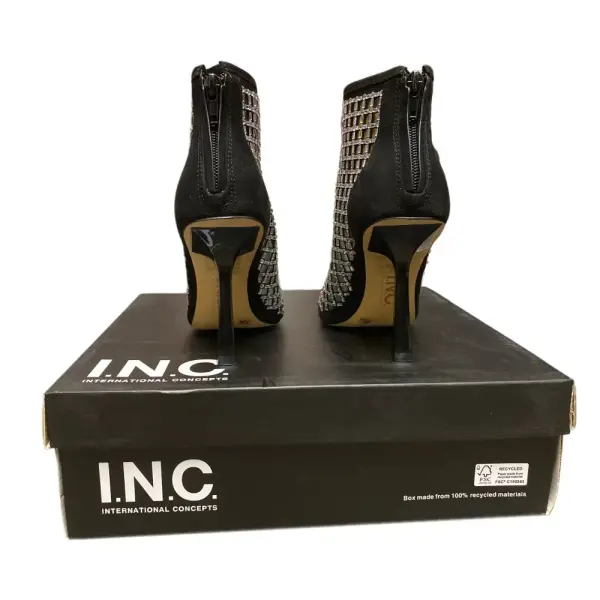 INC International Concepts Senalda Rhinestone Cage Booties Black Stiletto