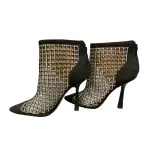 INC International Concepts Senalda Rhinestone Cage Booties Black Stiletto