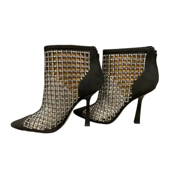 INC International Concepts Senalda Rhinestone Cage Booties Black Stiletto