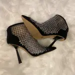 INC International Concepts Senalda Rhinestone Cage Booties Black Stiletto