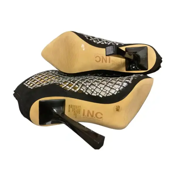 INC International Concepts Senalda Rhinestone Cage Booties Black Stiletto