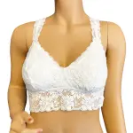 Jenni by Jennifer Moore White Large Lace Racerback Bralette