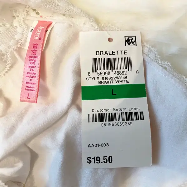 Jenni by Jennifer Moore White Large Lace Racerback Bralette