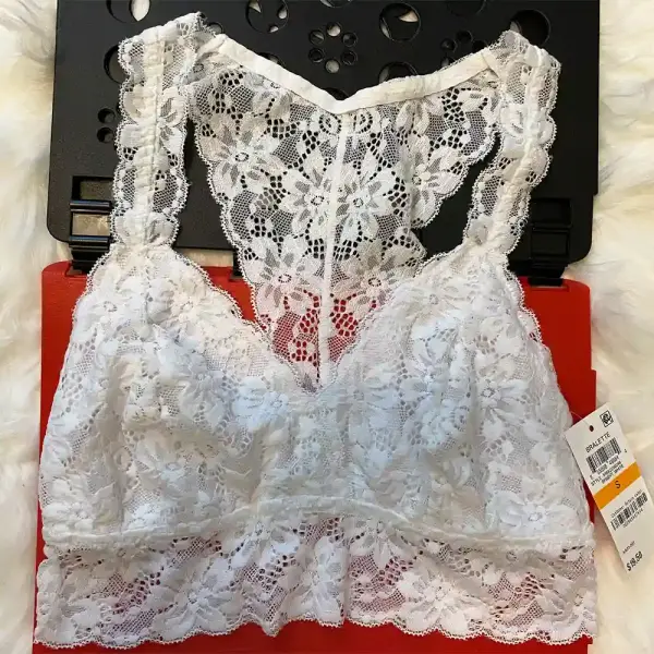 Jenni by Jennifer Moore White Small Lace Racerback Bralette