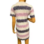 Jenni Intimates Tie Dye Stripe Sleep Shirt Nightgown Pink Gray White