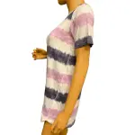 Jenni Intimates Tie Dye Stripe Sleep Shirt Nightgown Pink Gray White
