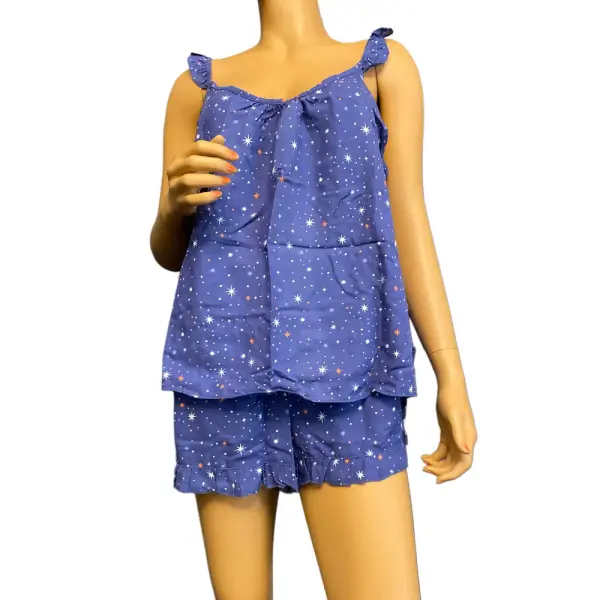Jenni Intimates Celestial Star Print Pajama Set Tank and Shorts Blue