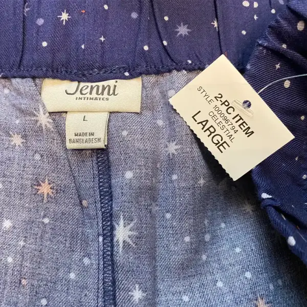 Jenni Intimates Celestial Star Print Pajama Set Tank and Shorts Blue