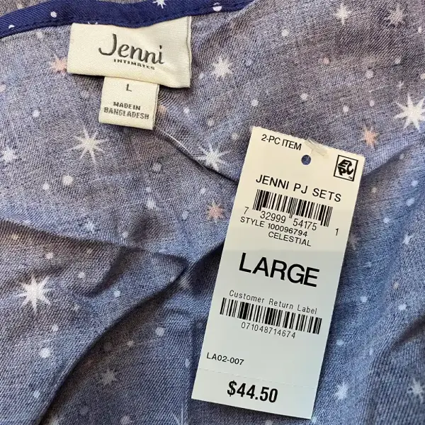 Jenni Intimates Celestial Star Print Pajama Set Tank and Shorts Blue