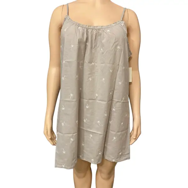 Jenni Intimates Cotton Chemise Nightgown Gray Palm Tree Print