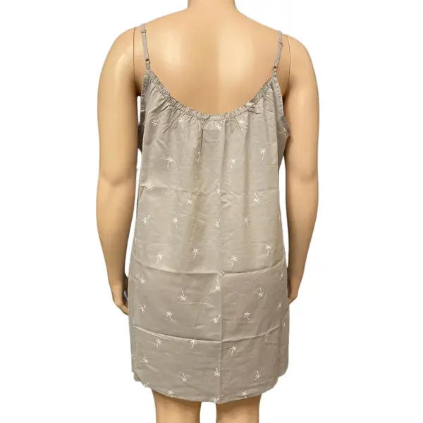 Jenni Intimates Cotton Chemise Nightgown Gray Palm Tree Print