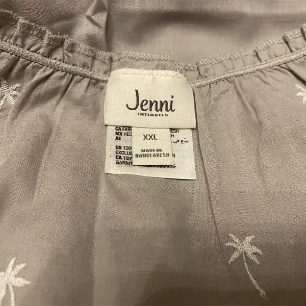 Jenni Intimates Cotton Chemise Nightgown Gray Palm Tree Print