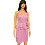 Jessica Howard Scuba Dress Orchid Pink Halter Peplum Rosette