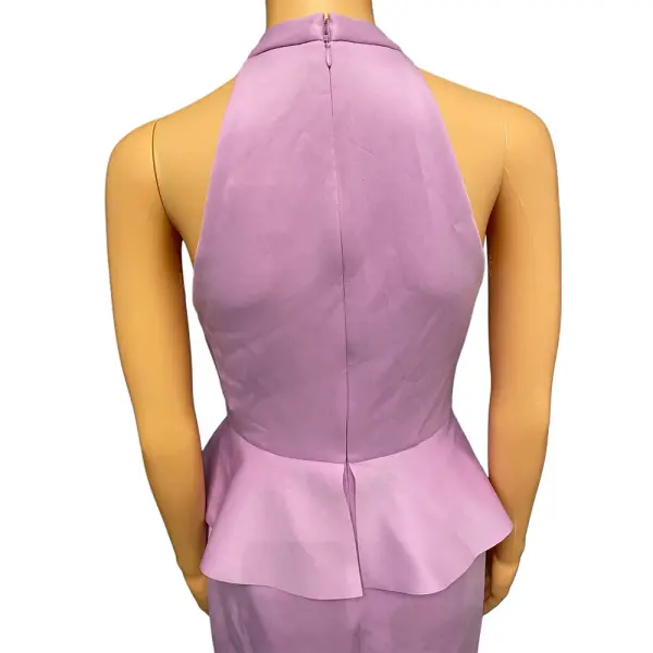 Jessica Howard Scuba Dress Orchid Pink Halter Peplum Rosette