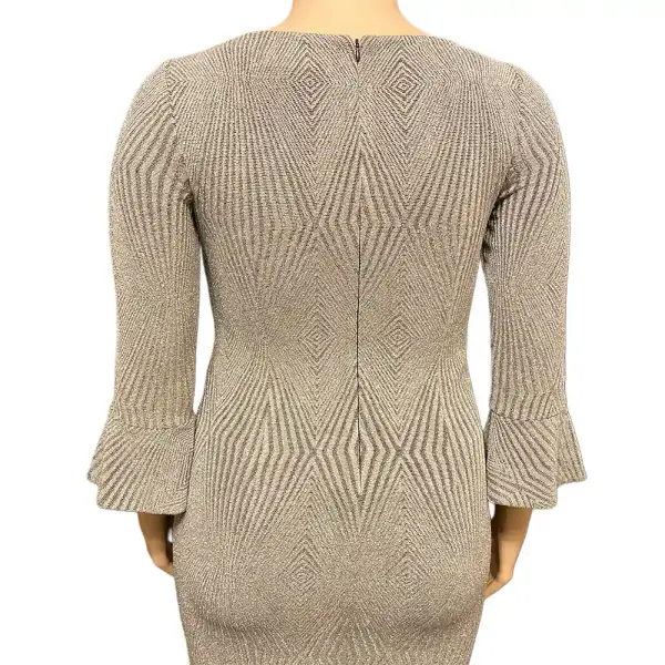 Jessica Howard Metallic Dress Gray Bell Sleeve