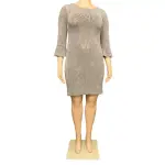 Jessica Howard Metallic Dress Gray Bell Sleeve