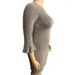 Jessica Howard Metallic Dress Gray Bell Sleeve