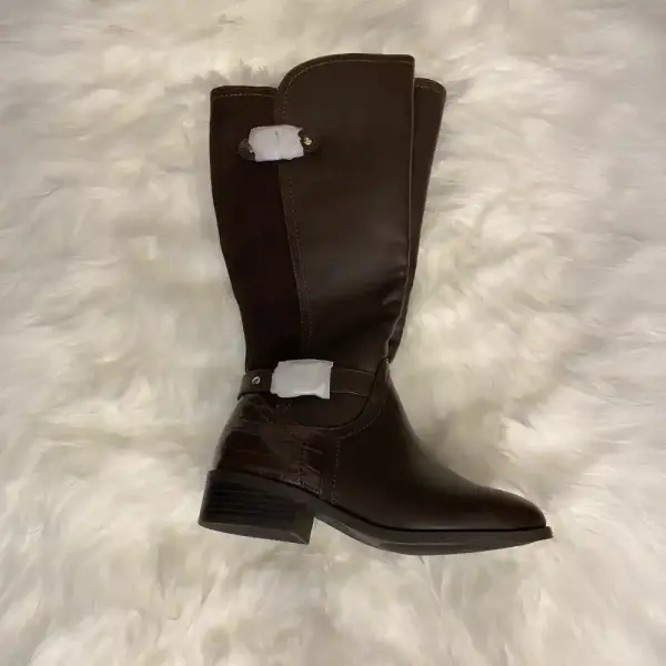 Karen Scott Leandra Riding Boots Brown Knee High Buckle