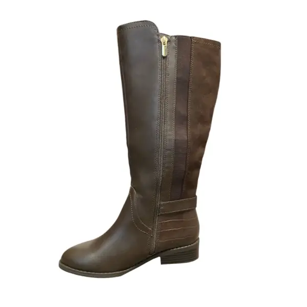 Karen Scott Leandra Riding Boots Brown Knee High Buckle