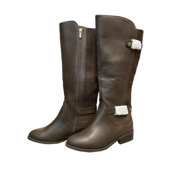Karen Scott Leandra Riding Boots Brown Knee High Buckle