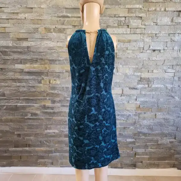 Kensie Teal Burnout Velvet Sleeveless Shift Dress Size 10