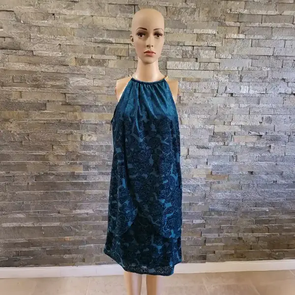 Kensie Teal Burnout Velvet Sleeveless Shift Dress Size 10