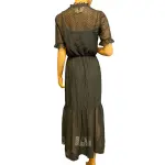 Kensie Dots Chiffon Midi Fit and Flare Dress in Black Size 4