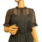 Kensie Dots Chiffon Midi Fit and Flare Dress in Black Size 4