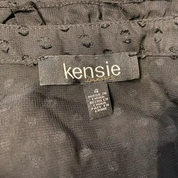 Kensie Dots Chiffon Midi Fit and Flare Dress in Black Size 4