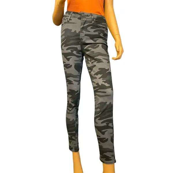 Levi's 721 High Rise Skinny Jeans Camo Print Raw Hem