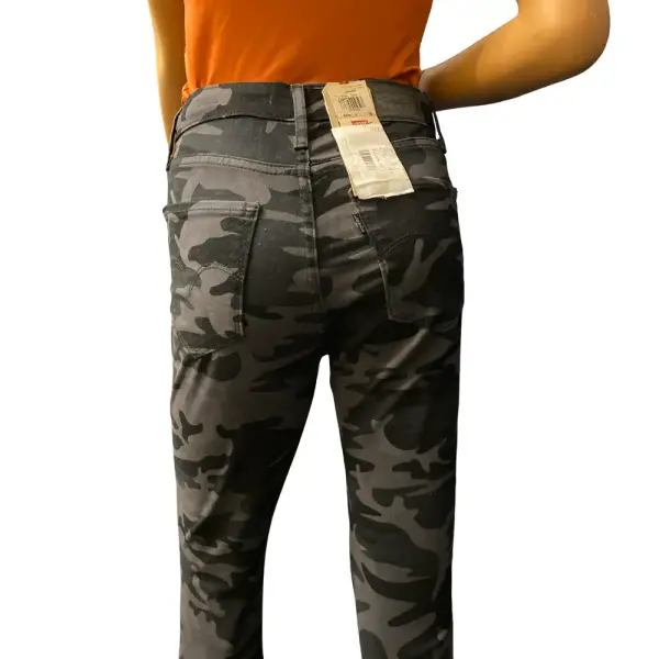 Levi's 721 High Rise Skinny Jeans Camo Print Raw Hem