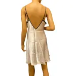 Linea Donatella Satin Chemise Nightgown Bisque Black Lace Trim