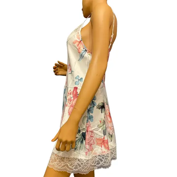 Linea Donatella Noralee Floral Chemise Nightgown Ivory Pink Lace Trim