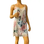 Linea Donatella Noralee Floral Chemise Nightgown Ivory Pink Lace Trim