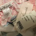 Linea Donatella Noralee Floral Chemise Nightgown Ivory Pink Lace Trim