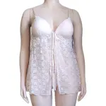 Linea Donatella Stretch Lace Babydoll Chemise Light Pink 2-Piece Set