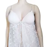 Linea Donatella Stretch Lace Babydoll Chemise Light Pink 2-Piece Set