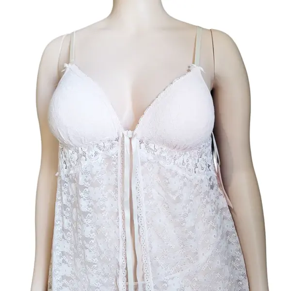 Linea Donatella Stretch Lace Babydoll Chemise Light Pink 2-Piece Set