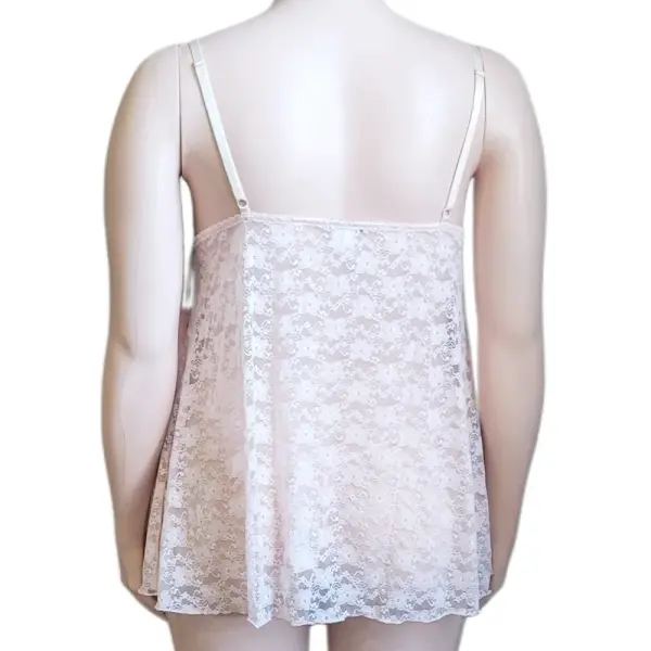 Linea Donatella Stretch Lace Babydoll Chemise Light Pink 2-Piece Set
