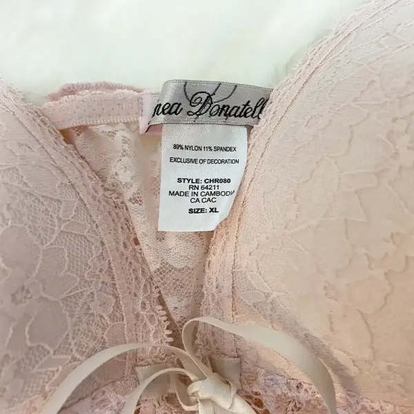 Linea Donatella Stretch Lace Babydoll Chemise Light Pink 2-Piece Set